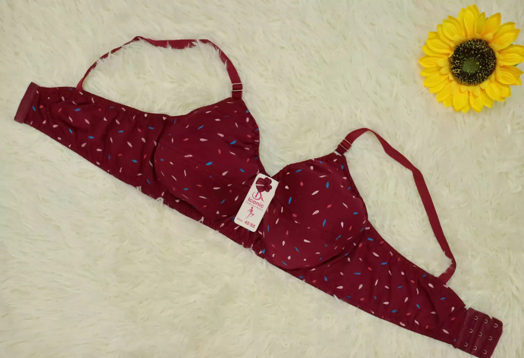 Soft Cotton Light Padded Bra - Mahroon