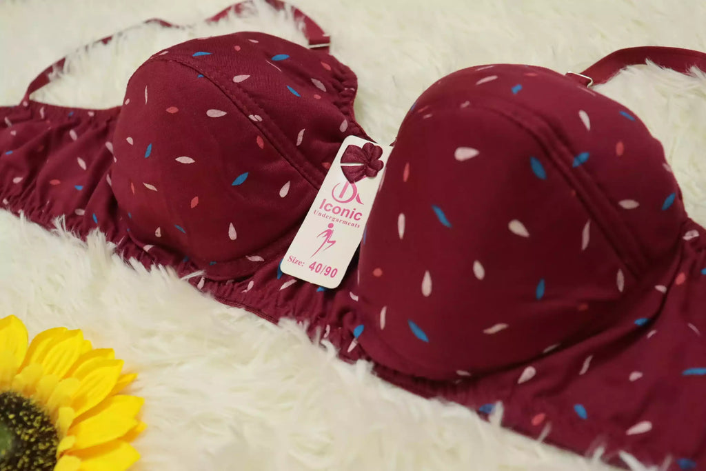 Soft Cotton Light Padded Bra - Mahroon